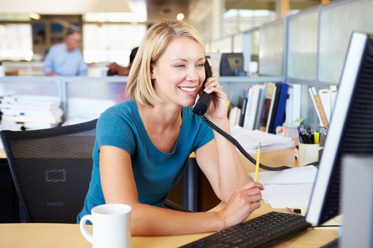 Woman on Phone in Office-small